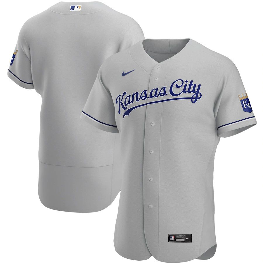 Mens Kansas City Royals Nike Gray Road Authentic Team MLB Jerseys